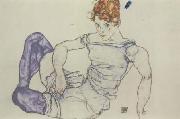 Egon Schiele Seated Woman in Violet Stockings (mk12) Sweden oil painting artist